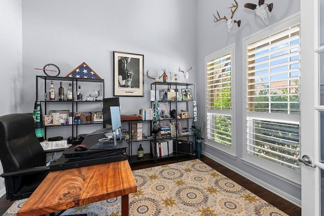 1702 Ambling Trl, Cedar Park, TX 78613 - home office featuring baseboards and wood finished floors