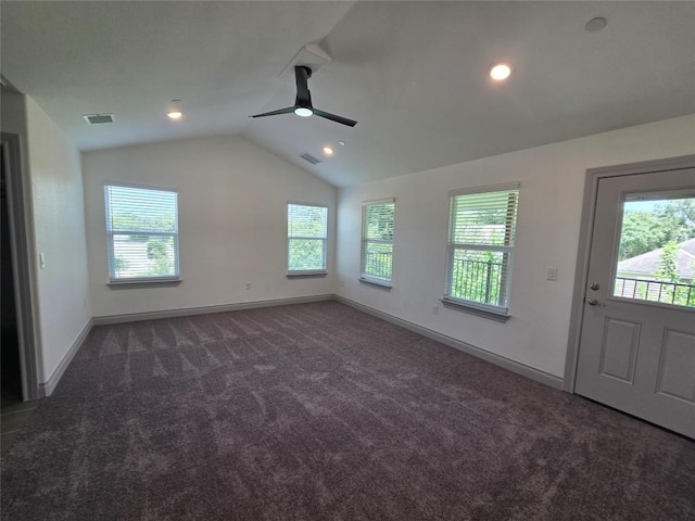 2105 Tiger Trl Unit 701, Round Rock, TX 78664 - carpeted spare room with lofted ceiling, ceiling fan, and recessed lighting