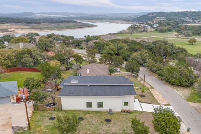 21408 Lakefront Dr, Lago Vista, TX 78645 - view from above of property featuring a water and mountain view