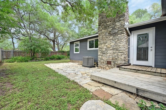 8 Spalding Cir, Wimberley, TX 78676 - fenced backyard featuring a patio area and a wooden deck