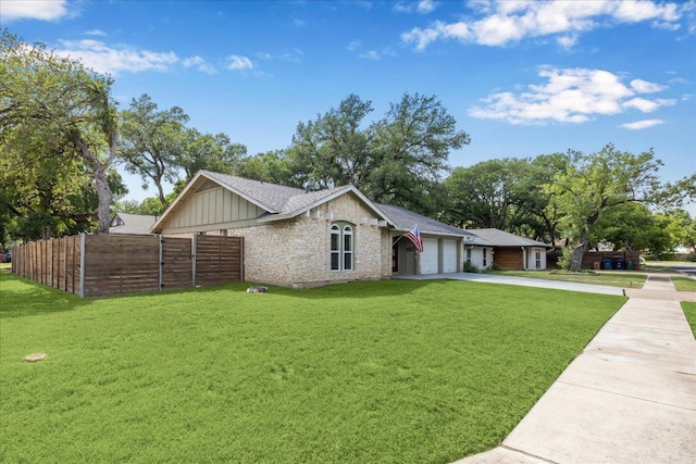 2701 Coatbridge Dr, Austin, TX 78745 - ranch-style house with a garage, driveway, board and batten siding, and roof with shingles