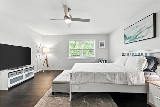 7314 Danwood Dr, Austin, TX 78759 - bedroom featuring dark wood-style floors and ceiling fan