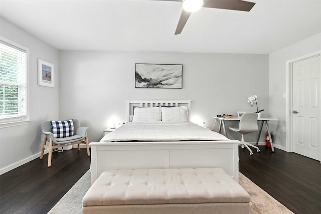 7314 Danwood Dr, Austin, TX 78759 - bedroom featuring dark wood finished floors and ceiling fan