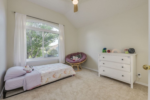1104 Woodhollow Ln, Cedar Park, TX 78613 - bedroom featuring lofted ceiling, light colored carpet, and ceiling fan