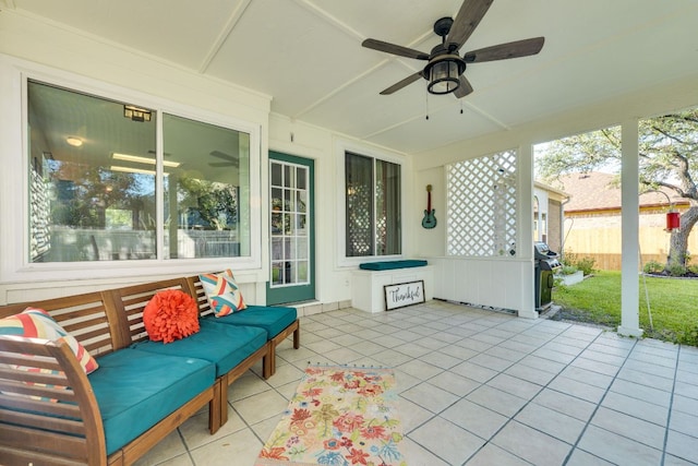1104 Woodhollow Ln, Cedar Park, TX 78613 - view of patio / terrace with a ceiling fan and a grill