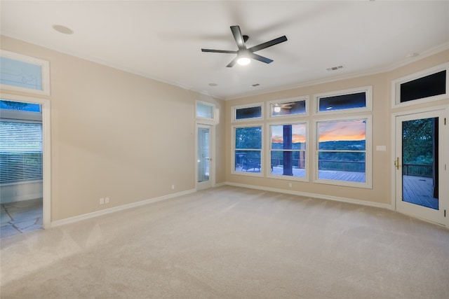 24205 State Highway 71 W, Spicewood, TX 78669 - carpeted spare room featuring ornamental molding and ceiling fan