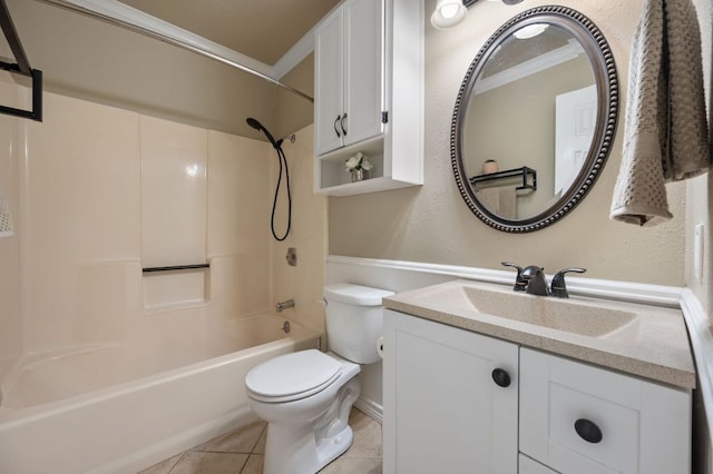 4310 Ponderosa Ln, Temple, TX 76502 - bathroom featuring crown molding, bathing tub / shower combination, vanity, and tile patterned floors