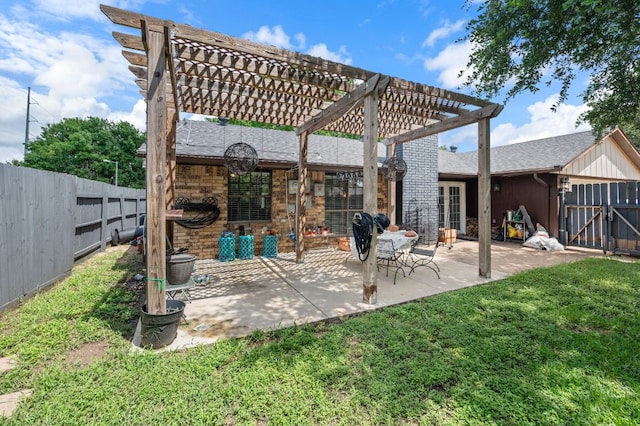 4310 Ponderosa Ln, Temple, TX 76502 - fenced backyard featuring a pergola, a patio area, and a gate