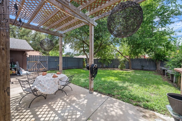 4310 Ponderosa Ln, Temple, TX 76502 - fenced backyard with a patio area, a pergola, and a gate