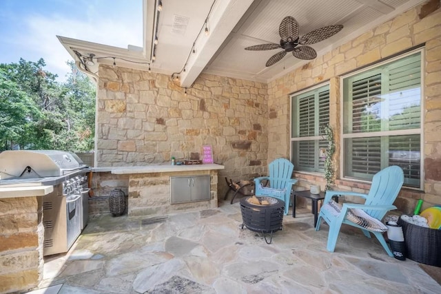 11612 Sierra Nevada, Austin, TX 78759 - view of patio featuring area for grilling and ceiling fan