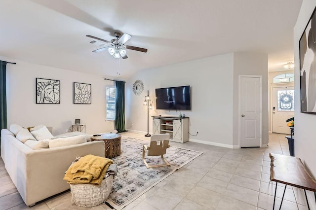 236 Cinnamon Loop, Burnet, TX 78611 - living area featuring ceiling fan and light tile patterned floors