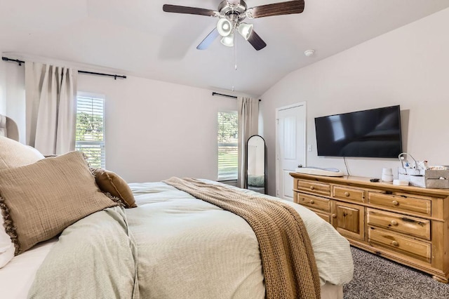 236 Cinnamon Loop, Burnet, TX 78611 - bedroom featuring vaulted ceiling and ceiling fan