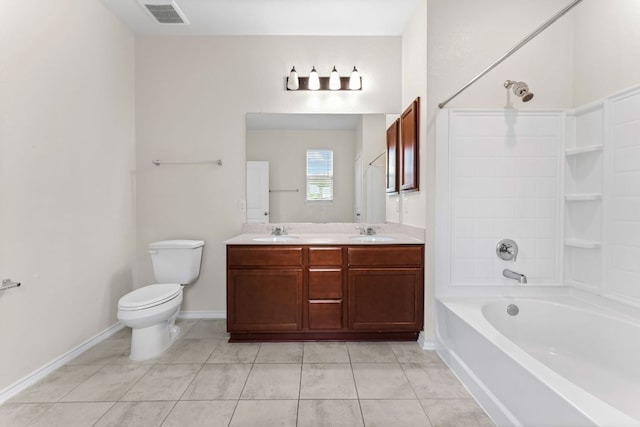 633 Weizenbock Ln, Austin, TX 78728 - full bathroom with tile patterned flooring, double vanity, and bathing tub / shower combination