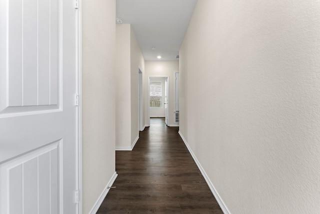 633 Weizenbock Ln, Austin, TX 78728 - hall featuring dark wood-style flooring and recessed lighting