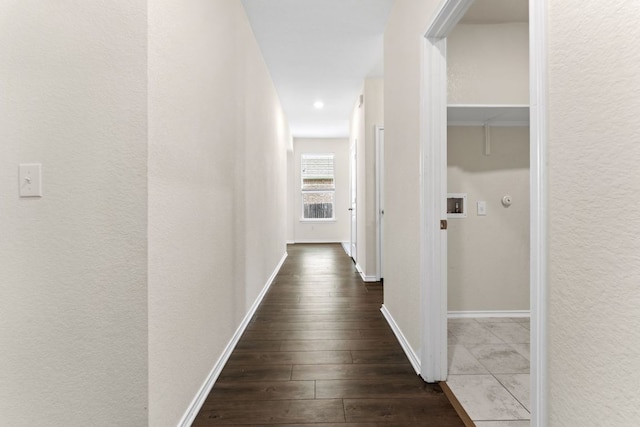 633 Weizenbock Ln, Austin, TX 78728 - hall featuring dark wood-type flooring and recessed lighting