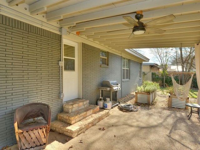 4408 Mount Vernon Dr, Austin, TX 78745 - view of patio / terrace featuring a ceiling fan and area for grilling