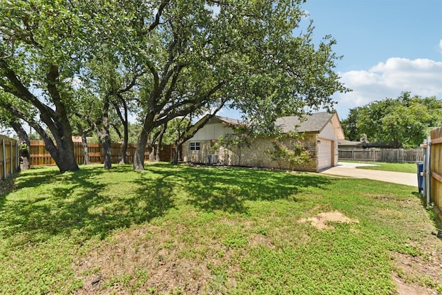 8511 Slant Oak Dr, Austin, TX 78729 - fenced backyard with driveway and a garage
