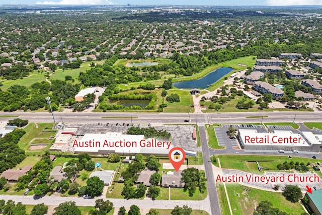 8511 Slant Oak Dr, Austin, TX 78729 - aerial view of property's location featuring a nearby body of water and nearby suburban area