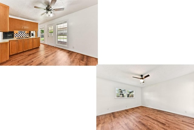 8511 Slant Oak Dr, Austin, TX 78729 - unfurnished living room with a ceiling fan and light wood-style flooring