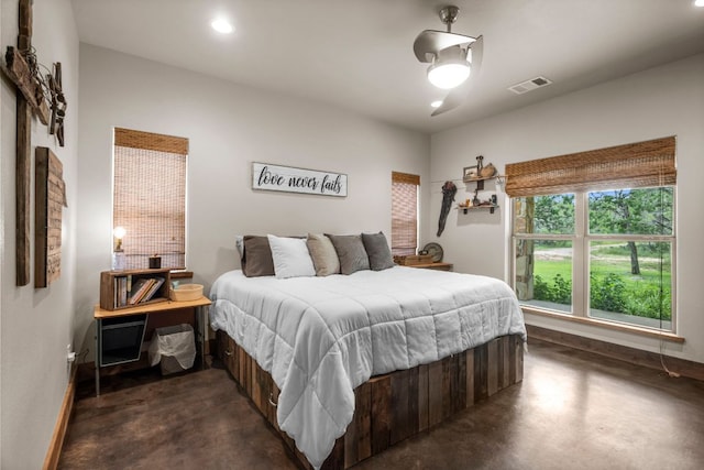 201 N Oak Vista Dr, Burnet, TX 78611 - bedroom featuring finished concrete flooring and recessed lighting