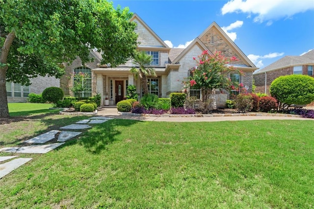 15208 Sunningdale St, Austin, TX 78717 - view of front of house with a front yard, brick siding, and stone siding