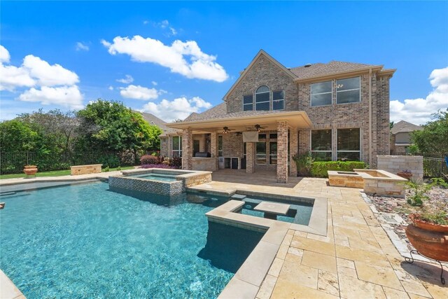 15208 Sunningdale St, Austin, TX 78717 - view of pool featuring a patio, a pool with connected hot tub, and ceiling fan