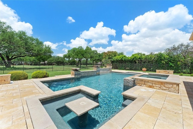 15208 Sunningdale St, Austin, TX 78717 - view of swimming pool featuring a pool with connected hot tub and a patio