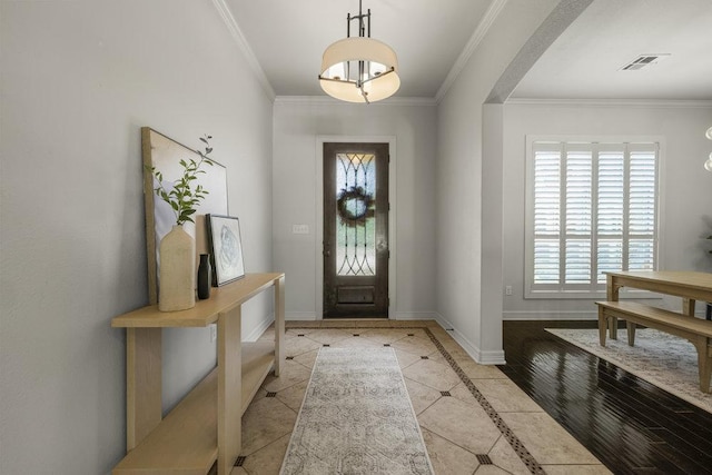 100 Eagle Landing Dr, Belton, TX 76513 - foyer entrance featuring ornamental molding, light tile patterned floors, and inlaid floor details