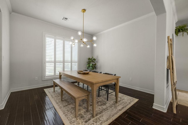 100 Eagle Landing Dr, Belton, TX 76513 - dining area featuring ornamental molding, arched walkways, a chandelier, and dark wood-style floors