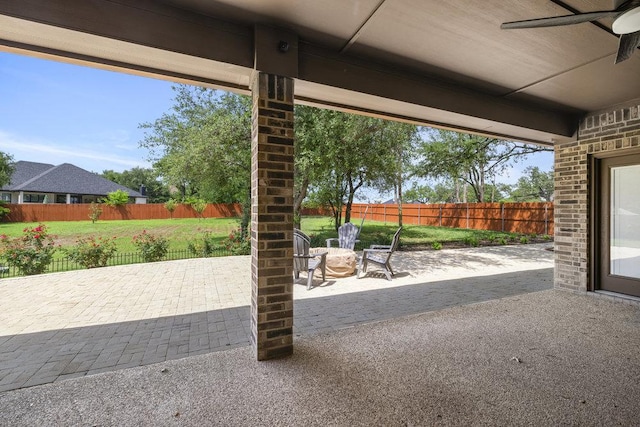 100 Eagle Landing Dr, Belton, TX 76513 - fenced backyard featuring ceiling fan and a patio
