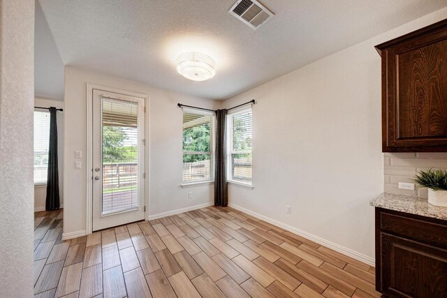 2953 Diego Dr, Round Rock, TX 78665 - entryway featuring wood tiled floors, plenty of natural light, and a textured ceiling