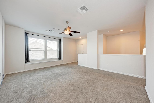 2953 Diego Dr, Round Rock, TX 78665 - empty room with carpet flooring, a ceiling fan, and recessed lighting