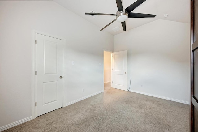 2953 Diego Dr, Round Rock, TX 78665 - unfurnished bedroom featuring carpet, high vaulted ceiling, and ceiling fan