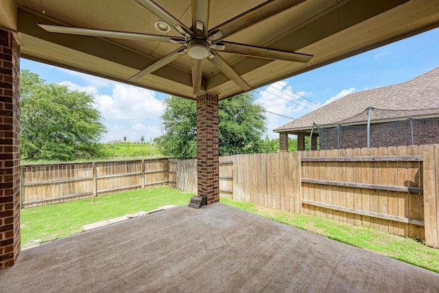 2953 Diego Dr, Round Rock, TX 78665 - deck with ceiling fan, a patio area, and a fenced backyard