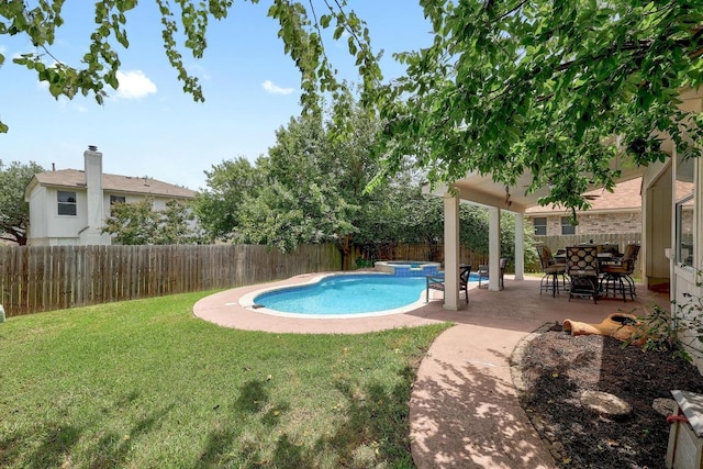 15433 Ozone Pl, Austin, TX 78728 - view of swimming pool with a fenced backyard, a pool with connected hot tub, and a patio area