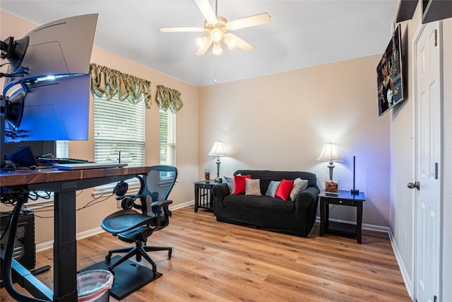 700 Stokesay Castle Path, Pflugerville, TX 78660 - office area featuring ceiling fan and light wood-style floors