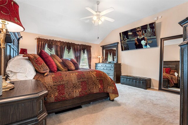 700 Stokesay Castle Path, Pflugerville, TX 78660 - bedroom with carpet floors, lofted ceiling, and ceiling fan