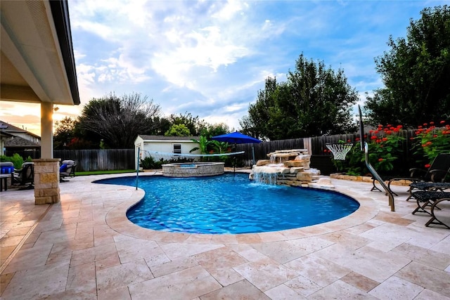 700 Stokesay Castle Path, Pflugerville, TX 78660 - view of pool with a patio, a pool with connected hot tub, and a fenced backyard