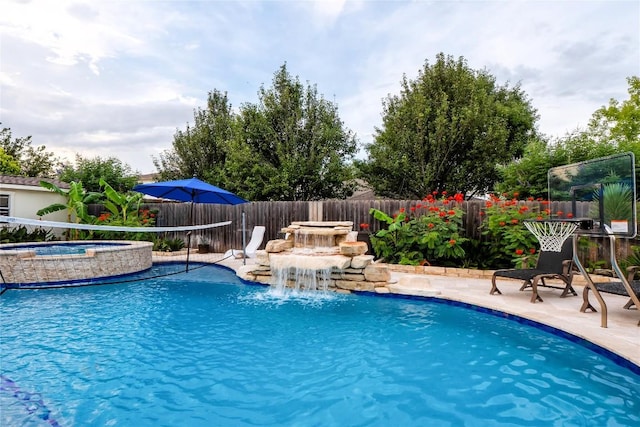 700 Stokesay Castle Path, Pflugerville, TX 78660 - view of pool featuring a fenced backyard, a patio, and a pool with connected hot tub