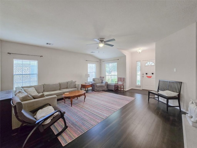 11704 Fletcher Hall Ln, Austin, TX 78717 - living area featuring dark wood-style floors and ceiling fan