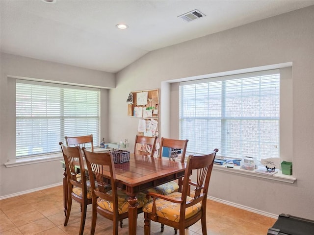 11704 Fletcher Hall Ln, Austin, TX 78717 - dining area featuring vaulted ceiling and light tile patterned floors