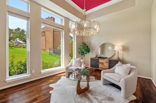 4700 River Place Blvd Unit 3, Austin, TX 78730 - sitting room with ornamental molding, plenty of natural light, a chandelier, and wood finished floors