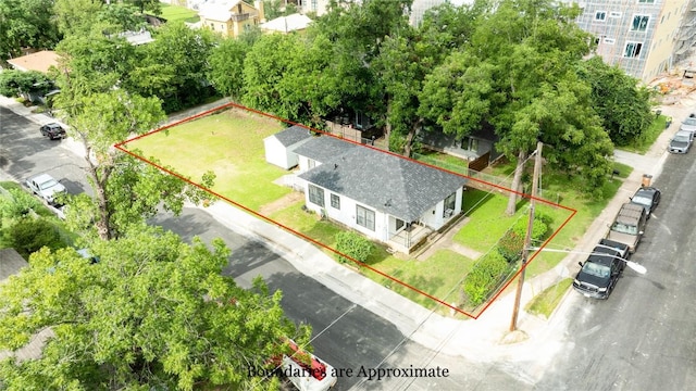 1909 E 14th St, Austin, TX 78702 - aerial overview of property's location with property parcel outlined