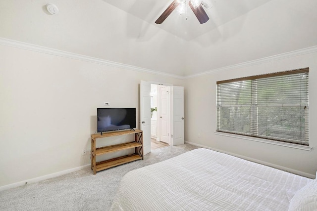 12600 Grimes Ranch Ct, Austin, TX 78732 - carpeted bedroom featuring crown molding and a ceiling fan