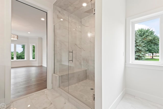 bathroom featuring an enclosed shower