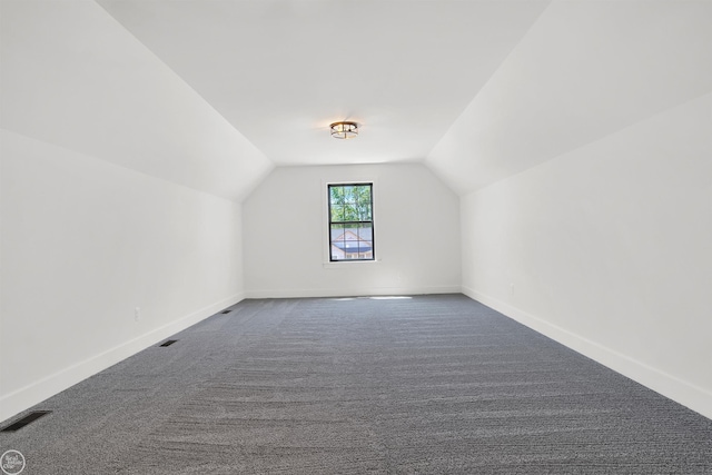 additional living space featuring carpet flooring and vaulted ceiling