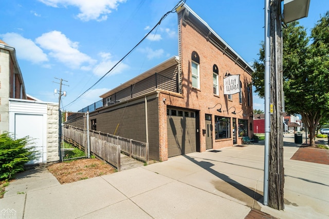 view of building exterior with a garage