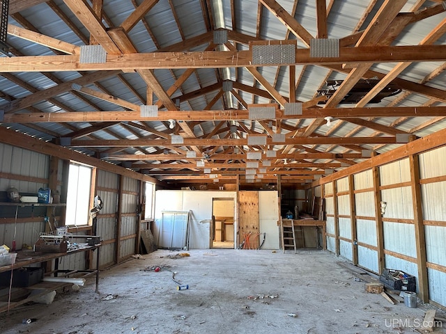 misc room with vaulted ceiling