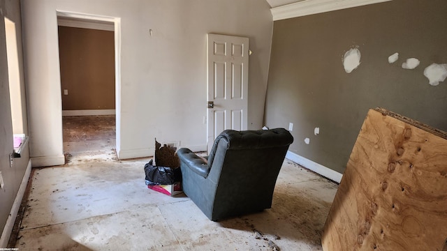 interior space with crown molding