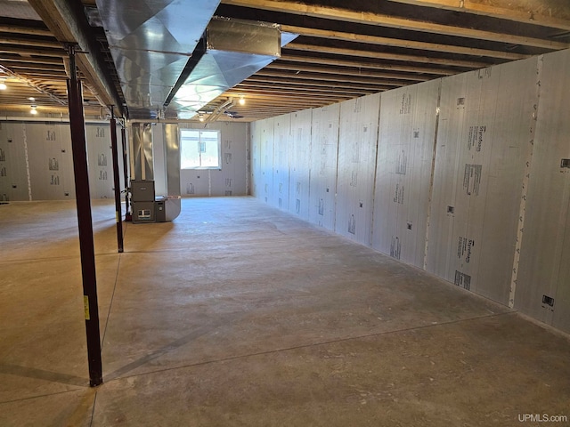 basement with heating unit